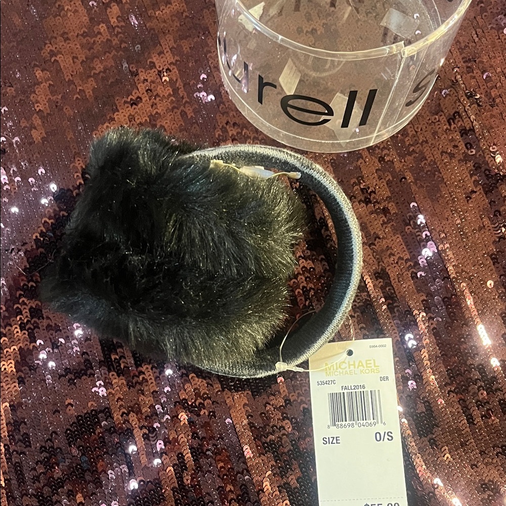 Michael Kors Elegant Black Fur Earmuffs